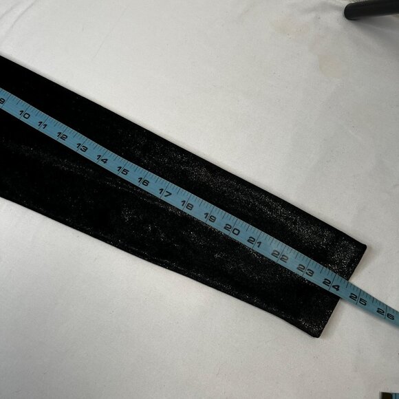 Boss Evaniwa Metallic Velvet Mini Dress Shoulder Button Ruched Black Wet Look LG - Picture 12 of 16